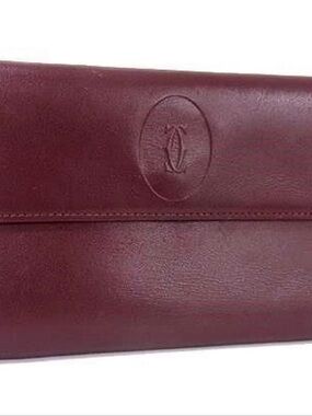 Cartier Burgundy Leather Wallet with Embossed Logo